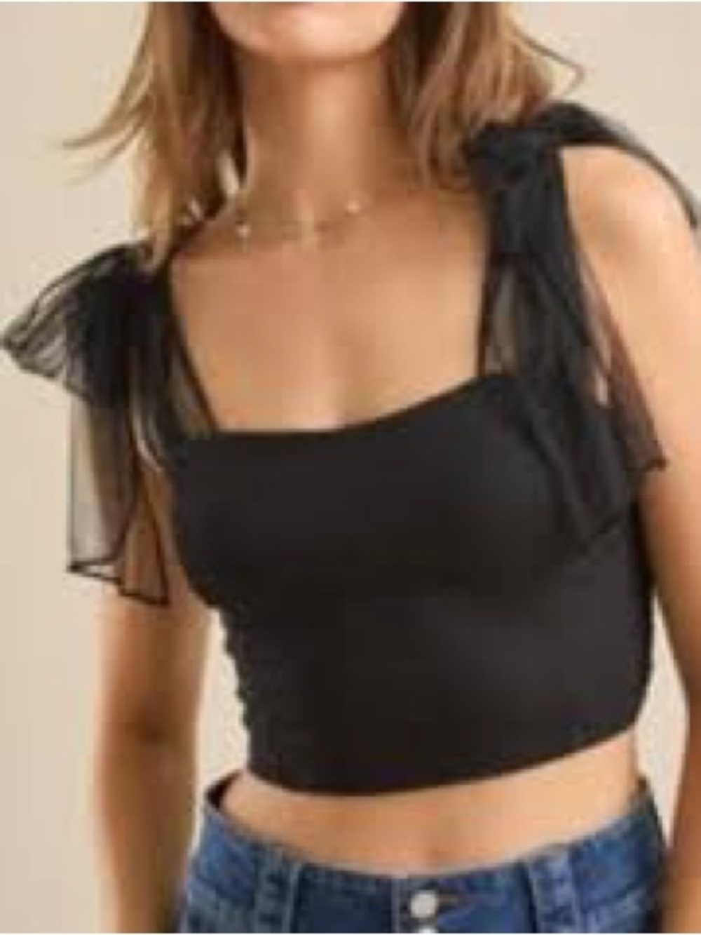 Altar’d State Sheer Tie-Strap Black Crop Top